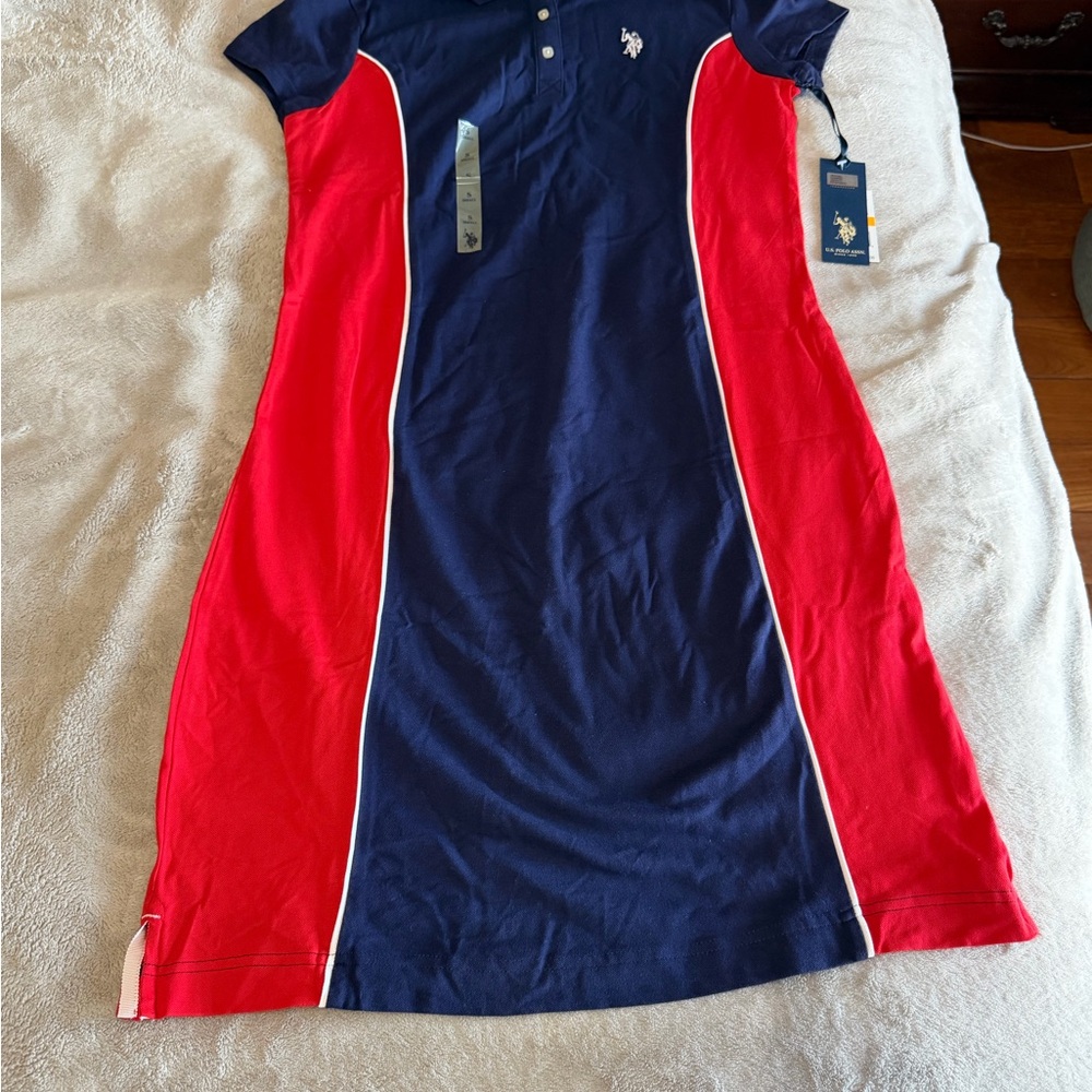 🆕U.S. Polo Assn. Navy and Red Mini Dress nwt - Picture 4 of 8